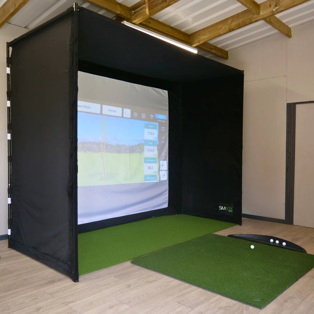 Simbox Golf Simulator Enclosure - 7 Sizes (Free Side Barriers Worth $200)